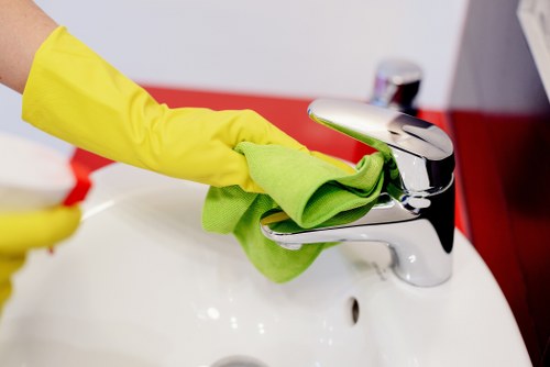 Close-up of carpet stain removal and maintenance