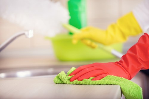 Close-up of upholstery fabric being cleaned and refreshed